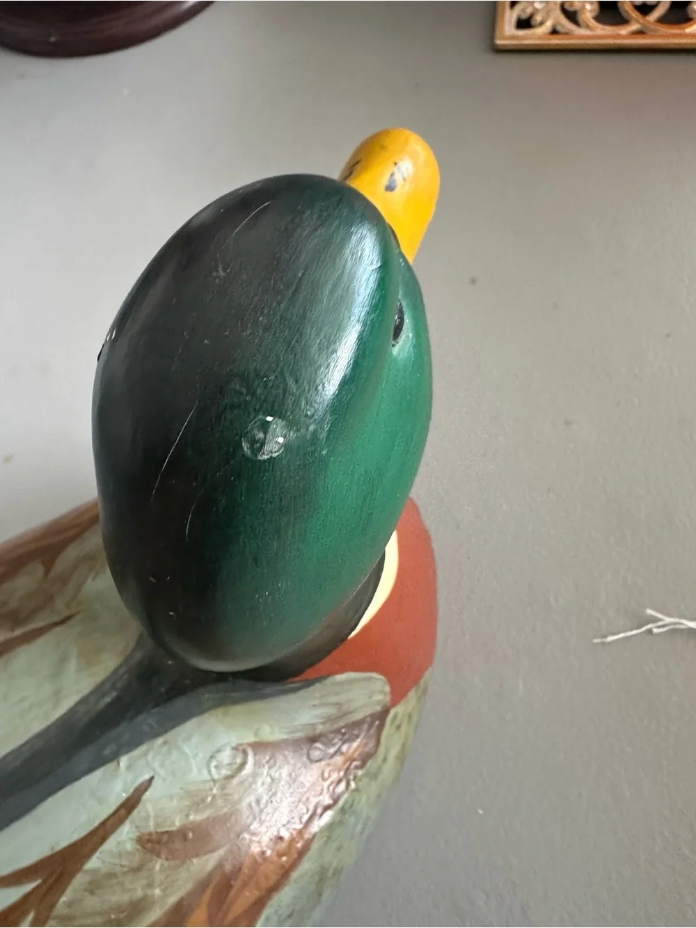 Vintage Hand-Painted Mallard Duck Décor - Green and Brown